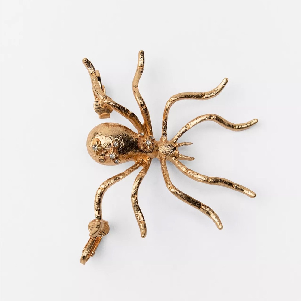 Zara bejewed Gold Spider earcuff Earrings
